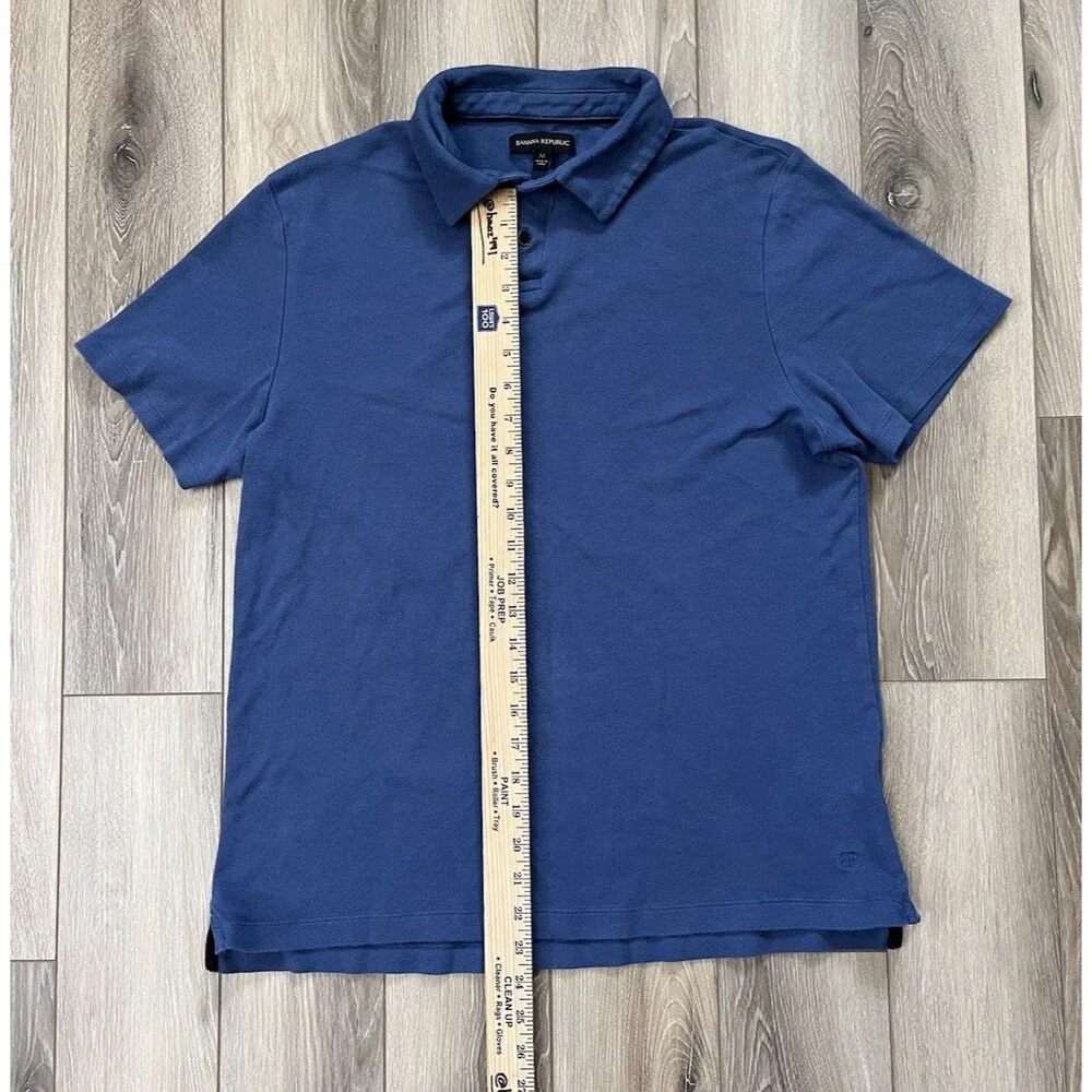 Banana Republic Polo Shirt Blue 100% Cotton 2-Button Pullover Men’s Size Medium